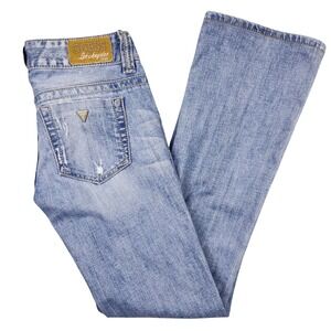 Grunge 00s Y2K Streetwear Guess Daredevil Bootcut Denim Distressed Jeans sz 27